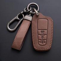 3 mygtukų odinis automobilio rakto dėklas apvalkalas Toyota Prius Camry Corolla CHR C-HR RAV4 Land Cruiser Prado raktų pakabuko priedams ruda