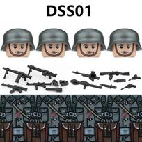 Antrojo pasaulinio karo vokiški STG44 MP40 PZB39 98K figūrėlės statybiniai kaladėlės kariuomenės kariai pėstininkai M35 šarvuota galva kariniai ginklai kaladėlės žaislai vaikams