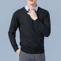 Minkštas kašmyro megztinis Vyriški drabužiai Ruduo Žiema Megztinis Verslo Atsitiktinis V formos iškirptė Megztas Vilnonis Slim Fit Megztiniai Vyriški S