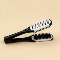 1 vnt. Pro Hairdressing tiesintuvas Nailono plaukų tiesinimo dvigubi šepečiai V formos šukų gnybtas nepažeidžia formavimo įrankiai balta