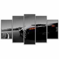 Sienos meno paveikslas 5 dalys juodas sportinis automobilis drobės tapybos HD spausdinimo plakatas svetainės namų dekoravimas 20x35cm*2  20x45cm*2  20x55cm*1