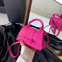 Mini PU Crossbody Krepšys Moterų Mergaičių Kvadratinis Pečių Krepšys Vienspalvis Krepšelis Tėvų ir Vaikų Saldus lūpdažių makiažo Krepšys 16x7x10cm karšta rožinė spalva