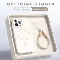 Skysto silikono apyrankė su magnetiniu dėklu iPhone 17 16 15 14 13 12 Pro Max Plus saldainių spalvos dirželiu, atsparus smūgiams, minkštas dangtelis iPhone 17 Pro Max balta