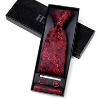 Hi-Tie Širdies formos kaklaraištis Valentino dienos dovanų datos Kaklaraištis Hanky ​​Rankogalių segtukai Dovanų dėžutės paketas N-0314