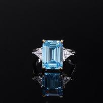 925 sterlingų sidabro smaragdinis pjūvis 10*14 mm smaragdas, sukurtas moissanite sužadėtuvių prabangus žiedas moterims, puiki papuošalai 5 dangaus mėlyna spalva