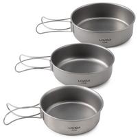 Itin lengvas titaninis vakarienės indas su sulankstomomis rankenomis, skirtas lauko kempingo žygių piknikui 1pcs S pilka