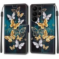 Prabangus dažytos odos dėklas piniginė knygutės stiliaus apsauginis dangtelis Samsung Galaxy S25 S24 S23 S22 S21 Ultra Plus S24FE S23FE S20 S10 S9 S8 S7 Samsung Galaxy S25 Ultra