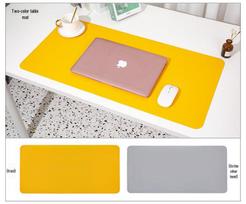 Two-Color Large Waterproof Leather Desk and Mouse Pad for Students and Computers 60cm*30cm geltona/pilka spalva