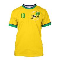 Brazilijos Marškinėliai Vyriški T-shirt Brazilijos Vėliava Rinktinė Futbolo Komandos Marškinėliai Apvalia Kaklo Išplėstas Trumpomis Rankovėmis Vyriški Drabužiai Viršus XXS