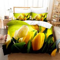 Tulpės pledo užvalkalas 220x240 Antklodės užvalkalų komplektas Dvigulei lovai 200x200cm 3D gėlės Karališko dydžio patalynės komplektai Viengulis dydis 3 vnt. 2 vnt. Viengulis 140x210 EU Sing 135x200cm&Duvet Cover