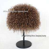 Moteriška leopardo rašto smėlio spalvos avikailio kepurė - Elegantiškas žiemos kupolo dizainas, Mažam veidui, Apvali moteriška kepurė Weight 110g, Head circumference 56-58cm violetinė