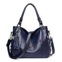 Pečių krepšiai moterims Prabangios rankinės Designer Women Messenger Crossboday Bags Vintage Retro Tote mėlyna