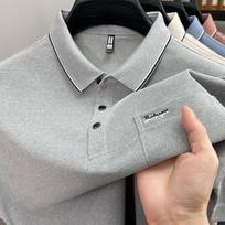 Nauji Originalūs Kišeniniai Polo Marškinėliai Vasarai Tėčio Apranga Vyriški Marškinėliai Trumpomis Rankovėmis Kasdieniai Apykaklė Verslo Pusės Rankovių Vyriški M pilka spalva