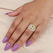 Žalias Peridoto Brangakmenis 925 Sterlinginio Sidabro Papuošalas Rankų Darbo Žiedas Dovana Mamai CZR-3-10 4