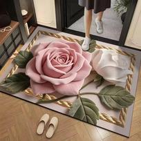 3D Įėjimo Gėlių Kilimas Vonios Kambario Grindų Kilimėlis Įėjimo Durys Vonios Kambarys Neslystantis Kilimėlis Pėdų Pagalvėlė 40 * 60Cm rožinė
