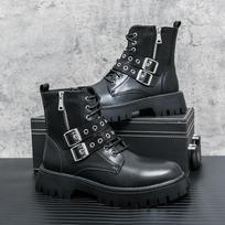 Madingi vyriški batai Didelio dydžio Aukštakulniai Užtrauktukas Darbiniai Odiniai Batai Aukštos Kokybės Trend Diržo Sagtis Vyriški Batai Botas Para Hombre 38 juoda