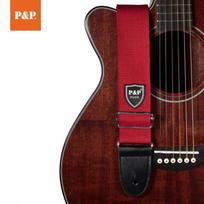 Reguliuojamas grynos medvilnės spalvingas akustinės gitaros dirželis su odine galvute, 7 spalvų pasirinktinai raudona