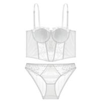 Naujas Sexy Silk Splicing Liemenėlės rinkinys Moteriški nėriniai Siuvinėti Plieniniai Plačiai Formuoti Prancūziški Juodi Apatiniai Drabužiai Konvertuojami dirželiai Liemenėlė M violetinė