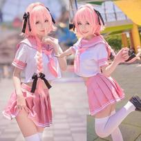 Likimo / apokrifų tarnautojas Astolfo Cosplay kostiumas, moteris, jūreivio kostiumas, rožinis sijonas, kostiumas mergina, mielas JK uniforminis kostiumas Anime vakarėlio kostiumai S