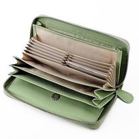 Aukščiausios kokybės karvės odos unisex piniginė su kortelių skyreliais, monetų kišenėle, skyriumi banknotams ir užtrauktuku 922 Apple Green