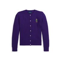 Polo Ralph Lauren Solid Color Bear Pattern Crew Neck Long Sleeve Sweater Kids sweater Luxurious-Purple CWPOSWEG6820480-500 M