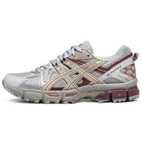 Asics Gel-Kahana 8 Funkcionalus audinys Sintetinė oda Patvarūs žemi Atsitiktiniai takų bėgimo batai Moteriškas sportbačio modelis Pilka Raudona 1012A978-023 37