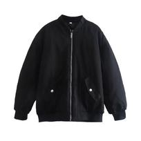 Moteriškas vienspalvis Oversize Parkas Medvilninė striukė ilgomis rankovėmis moteriška paminkštinta paltai XS juoda