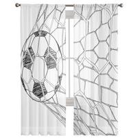 Futbolo futbolo tinklelio eskizas Šifono permatomos užuolaidos, skirtos svetainei, miegamajam, namų dekoravimui, langams, tiulio užuolaidoms W135 x H137cm x1