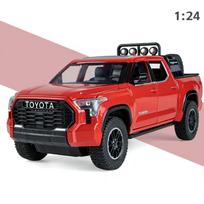 1/24 „Toyota Tundra“ lydinio automobilio modelis, metalo liejimo žaislinė transporto priemonė, atsitraukianti garso ir šviesos modeliavimo mašinų žaislai berniukams, dovana raudona