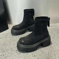 Prabangūs Kristaliniai Platforminiai Sniego Batai Ant Kulno Madingi Aukštakulniai Plush Batai Žiemos 2025 Tendencija Šilti Goth Chelsea Storio Kulno Botas Mujer 35