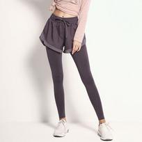 Breathable Sweat-Absorbent Faux Two-Piece Fitness Leggings for Yoga and Running XL violetinė