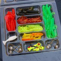 35 vnt./stal. Žvejybos masalų rinkinys Mišrus minkštas sliekinis masalas Karpio kabliukai Spinner Spoon Lure Isca dirbtinio masalo žuvies masalo rinkinys įvairiaspalvis