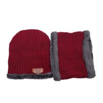 Beanie Hat Moteriška madinga žieminė megzta kepurė vyrų plius aksominės storos šiltos kepurės vyno raudonos spalvos
