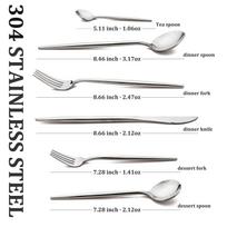 6 piece Mirror Black 18/10 Stainless Steel Gold Dinnerware Set Fork Spoon Knife Cutlery Set Cutlery Complete Tableware Sets Kitchen sidabras
