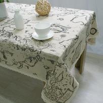 Retro stiliaus pasaulio žemėlapio rašto medvilnės ir lino staltiesė su nėriniuotu kraštu namams, kavos staliuko, arbatos staliuko padėkliukas, valgomasis audinys 60cm X 60cm