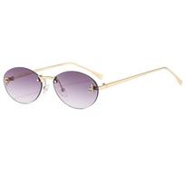 Prabangių prekės ženklų dizainerio rėmelių neturintys akiniai nuo saulės 2024 nauji retro ovalo formos metaliniai Gafas De Sol lauke apsauga nuo saulės atostogos UV400 #300371 pilka