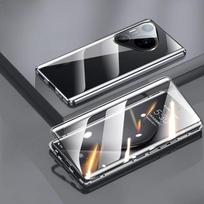 360° Magnetinis Anti-Peep Privatumo dėklas Huawei Pura 80/ 70 / Pro/ Pro+/ Ultra telefonams su grūdinto stiklo kameros objektyvo apsauginiu dangteliu, telefono buferiais Huawei Pura 70 Pro juoda