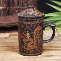 360 ml arbatos puodelis su infuzija ir dangteliu Rankų darbo rankomis dažytas Dragon Beauty Purple Clay arbatos puodelis Keraminis vandens puodelis Gėrimų indai
