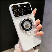 „iPhone 15 Pro Max Luxury Magsafe“ magnetinio kvadratinio kompiuterio rėmelio stovo telefono dėklas, skirtas iPhone 11 12 13 14 15 Plus objektyvo apsauginis dangtelis iPhone 11 balta