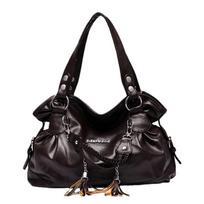 Moteriškas PU odos skersinis pečių krepšys Tote Messenger Hobo Bag juoda