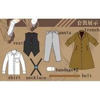 Anime Bungo Stray Dogs Cosplay Kostiumas Osamu Dazai Cosplay Kostiumas Ginkluotas detektyvų agentūros nario uniforma Visas komplektas S