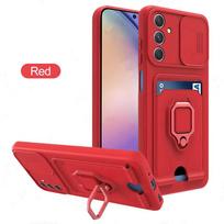 Prabangus fotoaparato stumdomo lango dėklas, skirtas Samsung Galaxy A55 A35 A15 A25 A54 A34 A14 A53 A52 S24 S23 Ultra kortelės lizdo magnetinis telefono dangtelis For Samsung S24 plus raudona