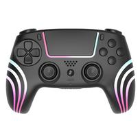 Belaidė Bluetooth žaidimų konsolė, skirta PS4 valdikliams su RGB LED apšvietimu | Dvigubas smūgis | Šešių ašių judesio jutiklis | 1000 mAh baterija | 3,5 mm garso lizdas juoda