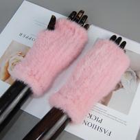 New Style Women Winter Real Mink Fur Gloves 100% Natural Warm Mink Fur Fingerless Gloves Girls Knitted Genuine Mink Fur Mittens Length 20CM