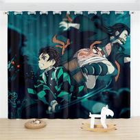 Demon Slayer blackout užuolaidos, 2 vnt., Shinobu, Giyuu, Anime langų užuolaidos svetainei, animacinių filmų, individualios namų langų apmušalai 100W130H(CM)40x51in&Hook