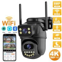 Nauja 4K 8MP HD Wifi PTZ kamera lauko 4MP dvigubo objektyvo dviejų ekranų AI automatinio sekimo IP kamera CCTV garso ir vaizdo stebėjimo P2P iCSee EU Plug
