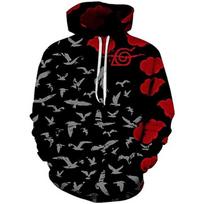 Populiarus anime Naruto Akatsuki Itachi 3D skaitmeninės spaudos užtraukiamas džemperis su gobtuvu vyriška ir moteriška mada M