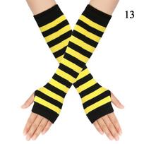 Dryžuotos Unisex Pirštinės Be Pirštų Ilgos Moterims Mergaitėms Rankovių Šildytuvai Megzta Apyrankė Alkūnių Pirštinės Šiltas Manžetas One Size
