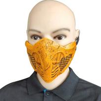 Smagi Mortal Kombat Scorpion pusės veido kaukė su žaismingu dizainu vakarėliams ir renginiams Yellow Scorpion Mask