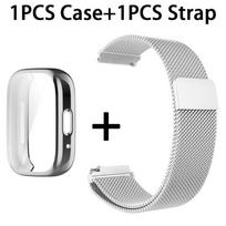 Dirželis + Dėklas, skirtas Redmi Watch 3 Lite 3 Active, Metalinis nerūdijančio plieno apyrankės pakeitimo dirželis, minkštas dangtelis Redmi Watch 3Lite sidabras